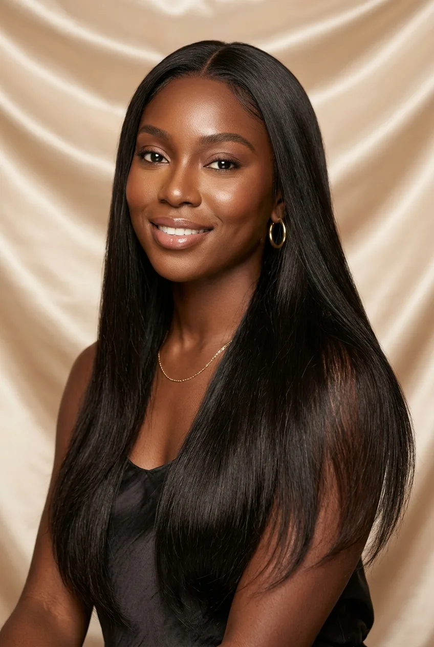 Straight Glueless Wig – 1B